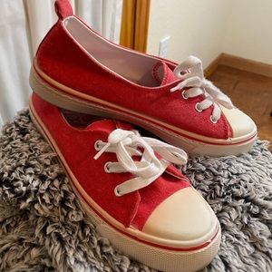 Maurices Red Canvas Sneakers Sz 8.5